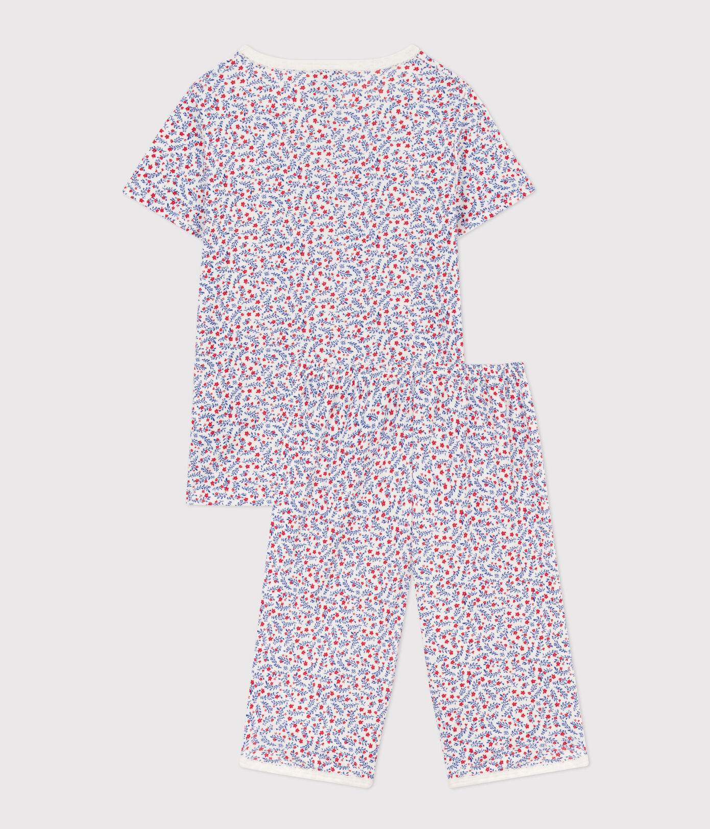Pyjacourt fleurs en coton petite fille