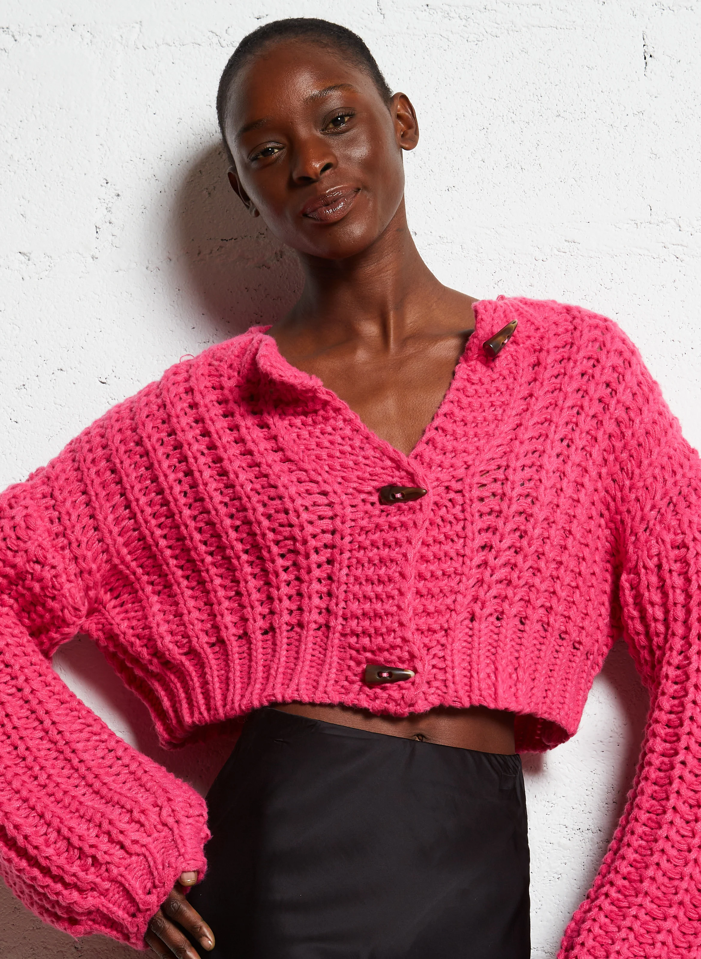 Cardigan col rond| Rose