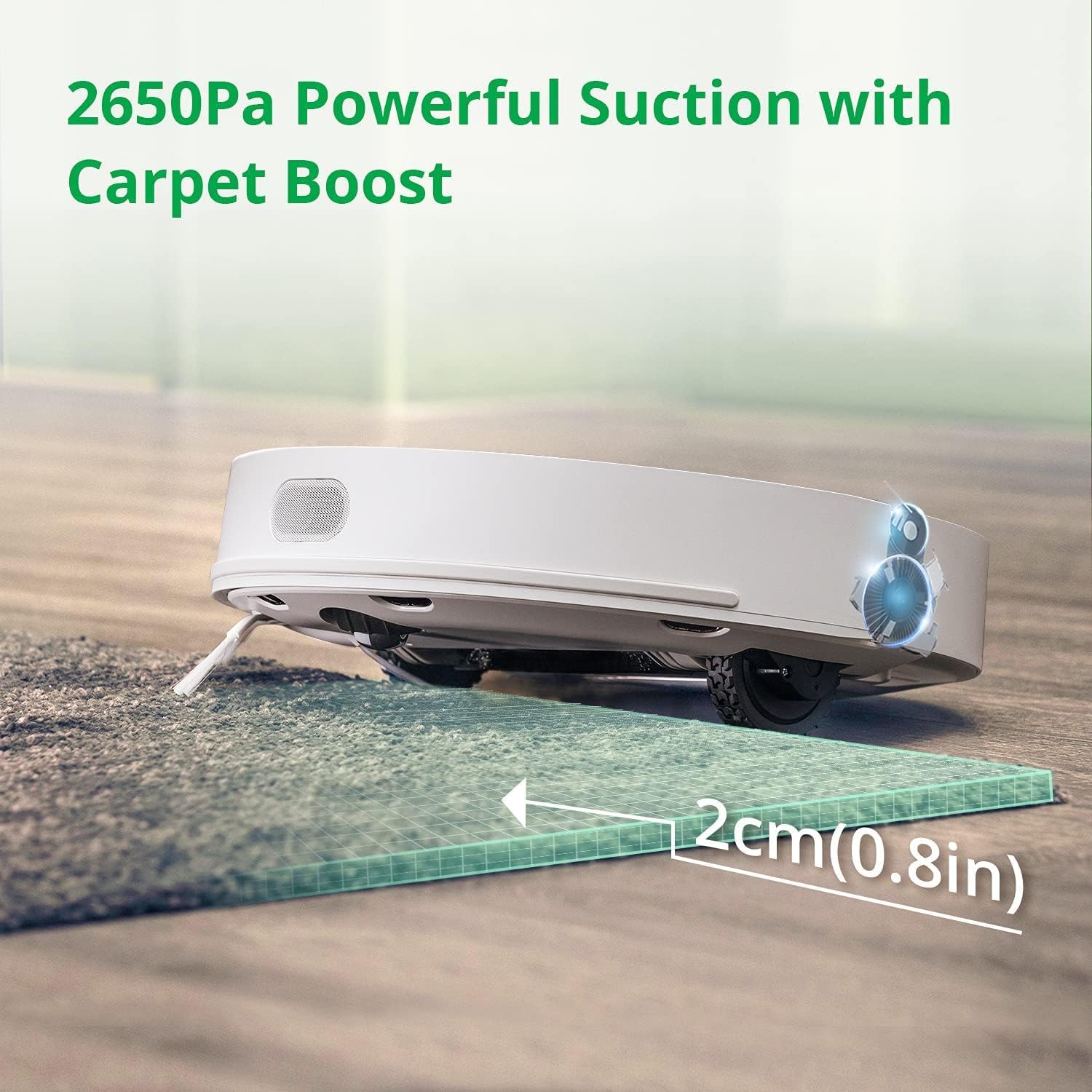 360 S9 Saugroboter mit Wischfunktion (Smarter Wassertank, Fernbedienung, 5200mAh, Ultraschallsensor, LDS, intelligente Navigation, App, 2650Pa Saugleistung, HEPA-Filter, Sperrzonen), weiß