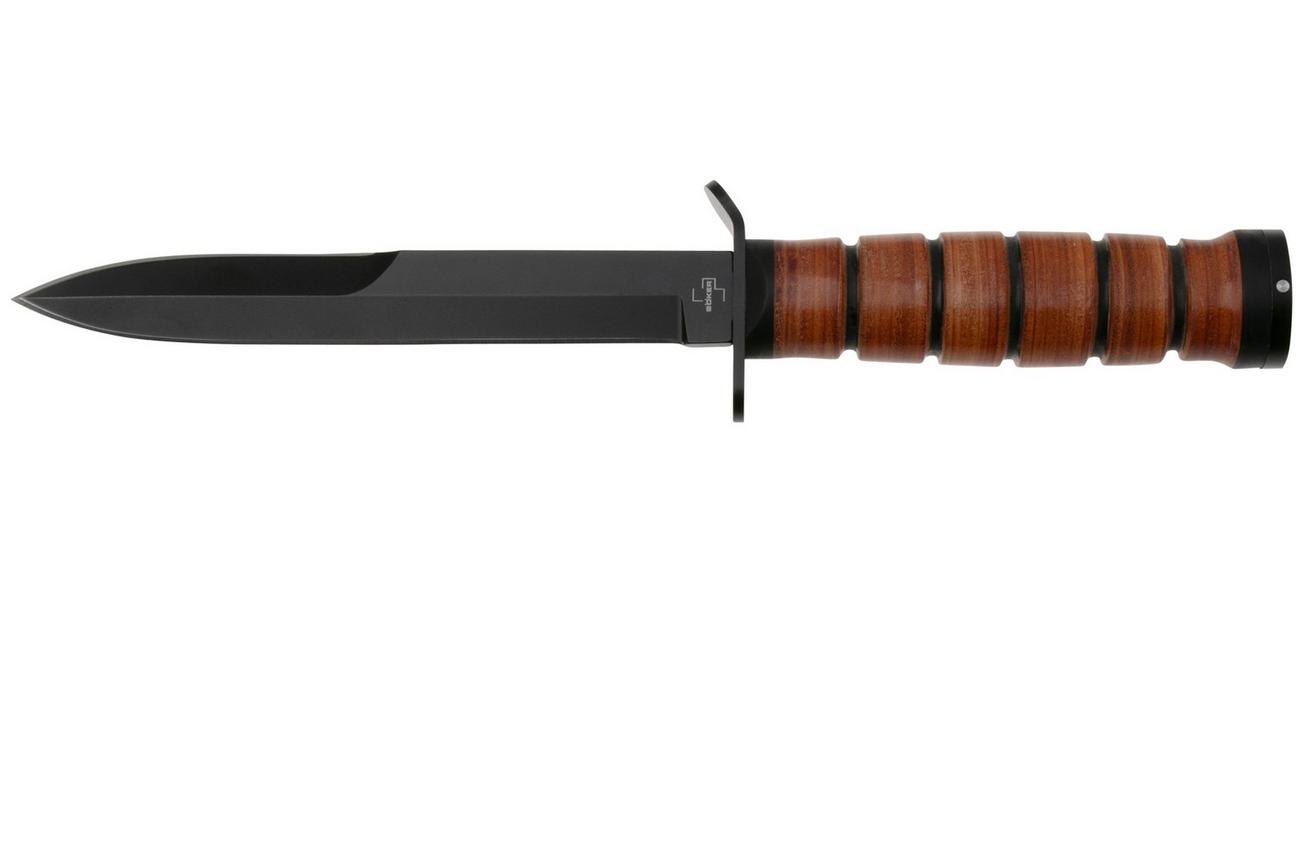 Böker Plus M3 Trench Knife 2.1 02BO119 Black 1095, Leather, vaststaand mes