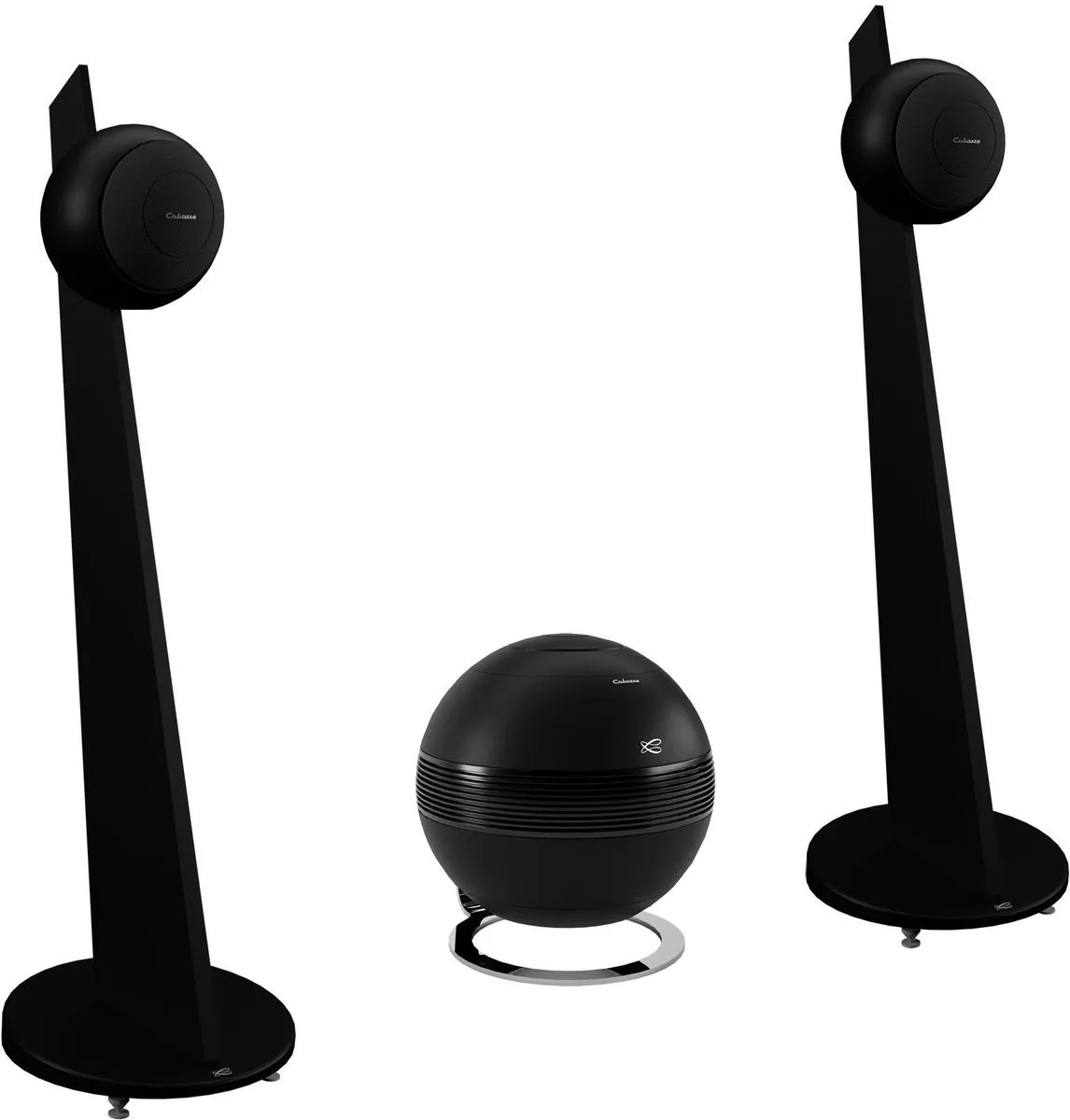 Cabasse Pearl Sub noir mat   Riga 2 Noir mat sur pied noir (la paire) Chaînes hi-fi composées