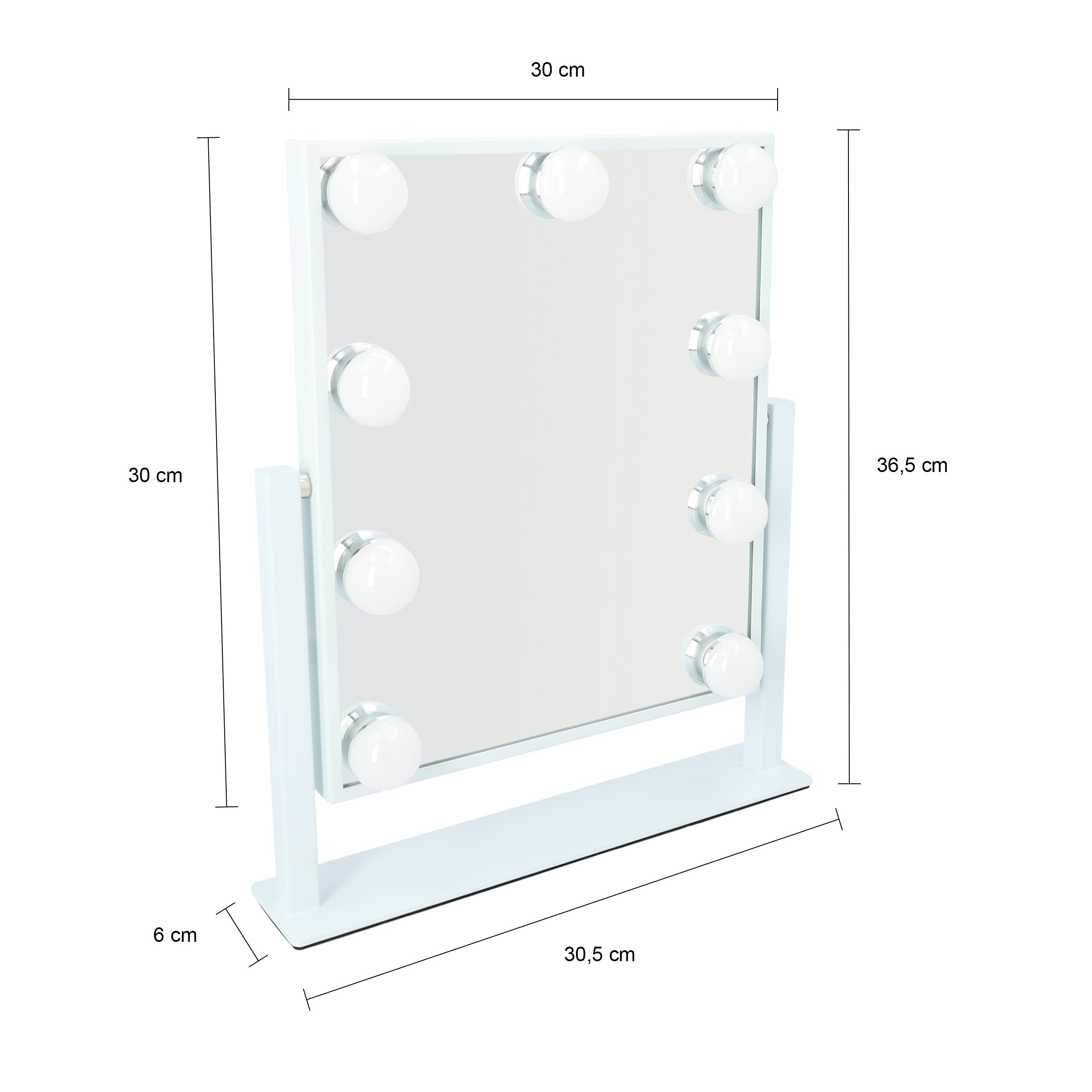 LYVION Make-up spiegel met led bulbs wit