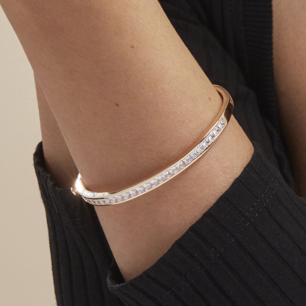 Bracelet Jonc Frieda Plaqué Or Jaune Oxyde De Zirconium