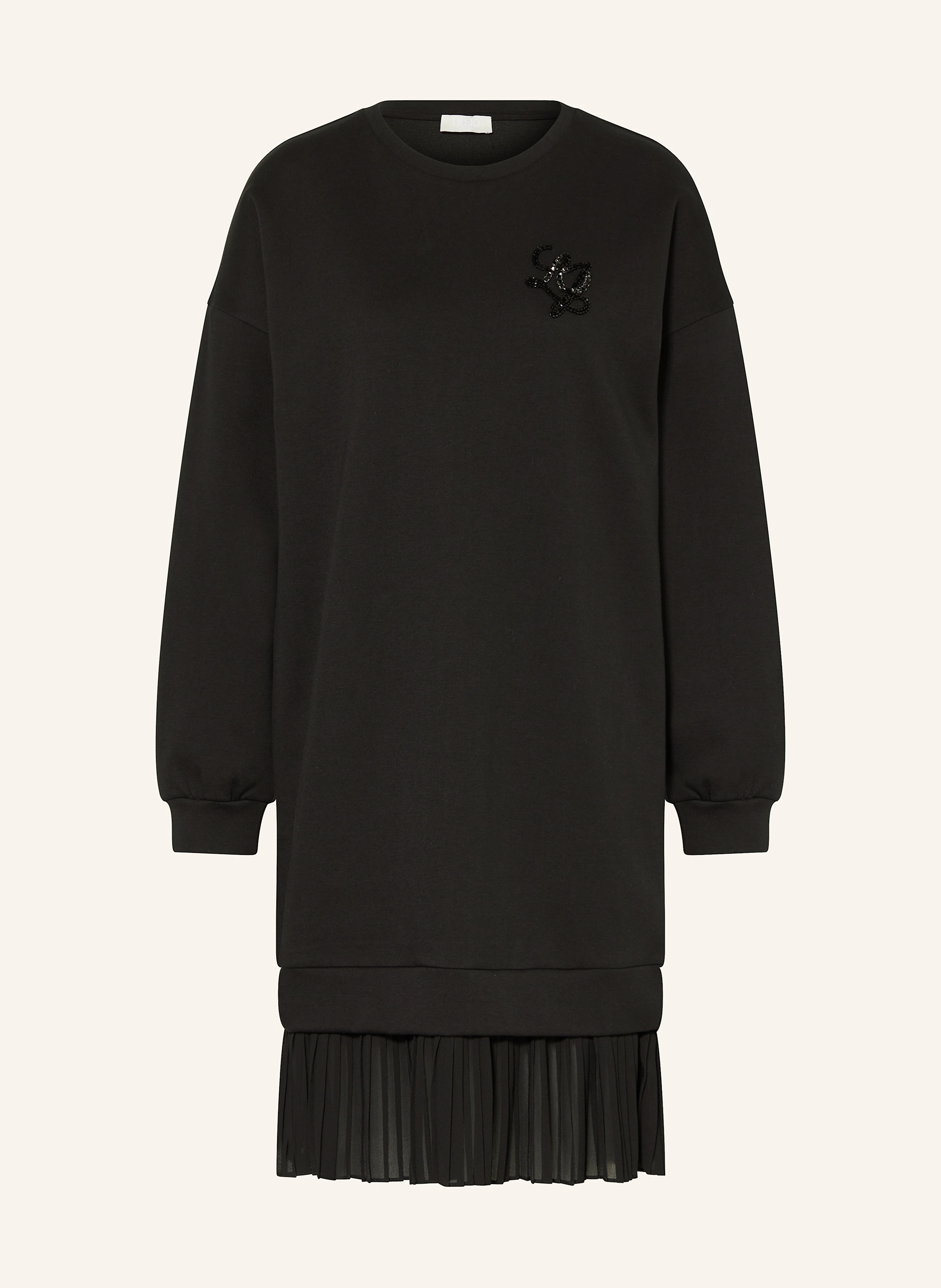 LIU JO Sweatkleid mit Plissees und Schmuckperlen