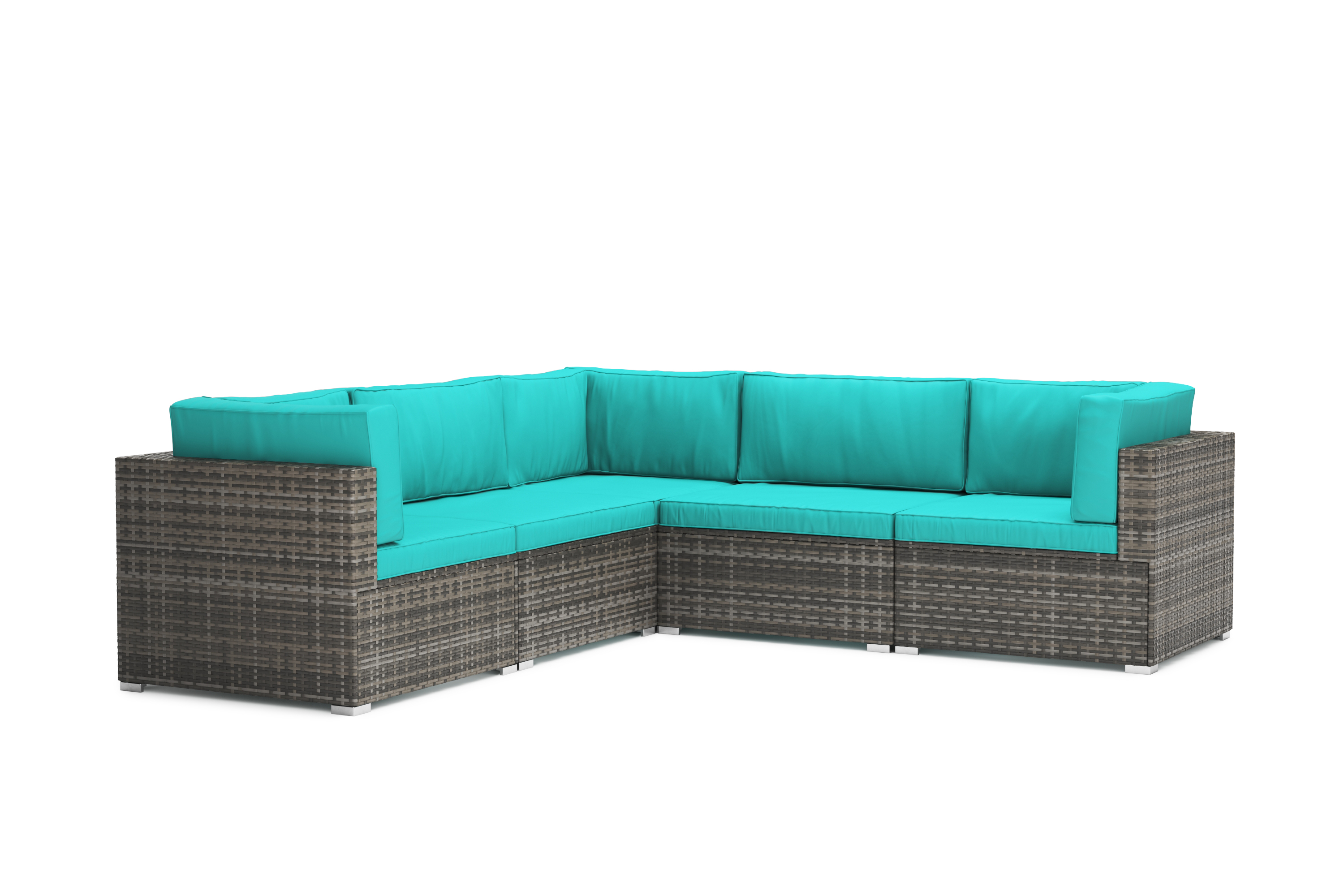 Mittelteil Rattanlounge LINDOS grau/türkis