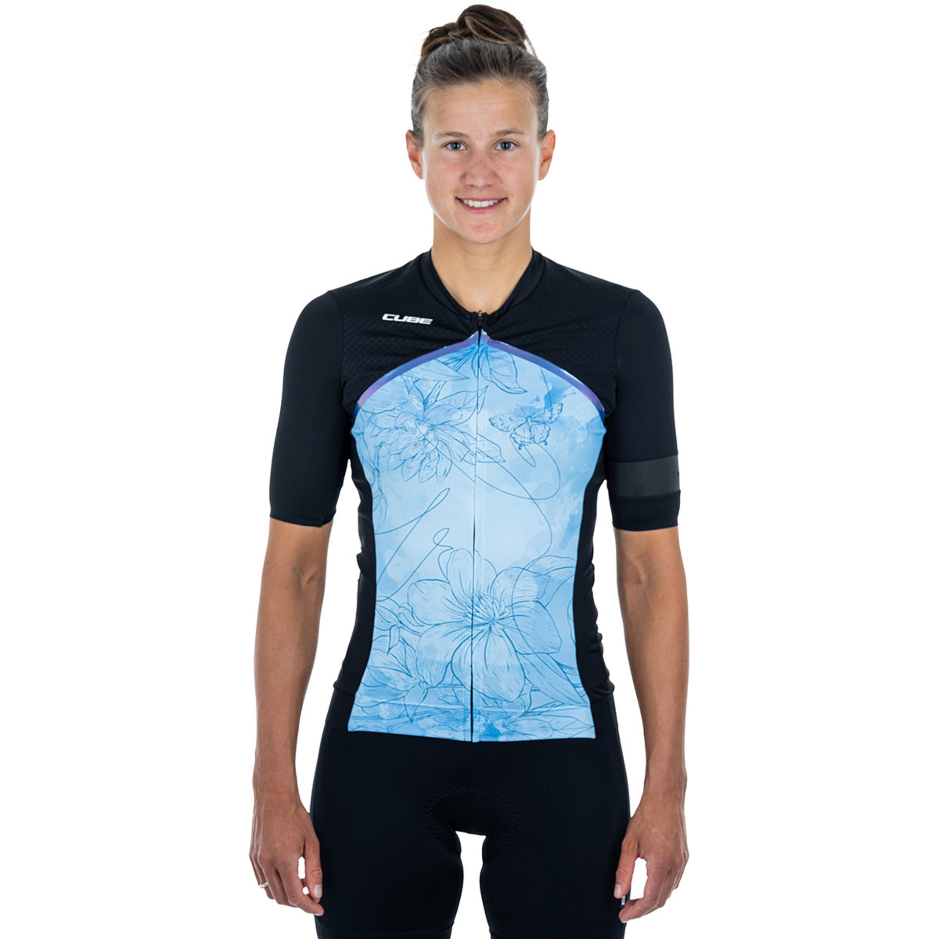 Cube Blackline Fietsshirt Korte Mouwen Blauw/Zwart Dames