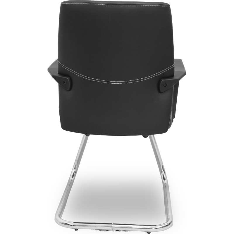 Chaise visiteur Opti520PA avec pieds luge en similicuir noir