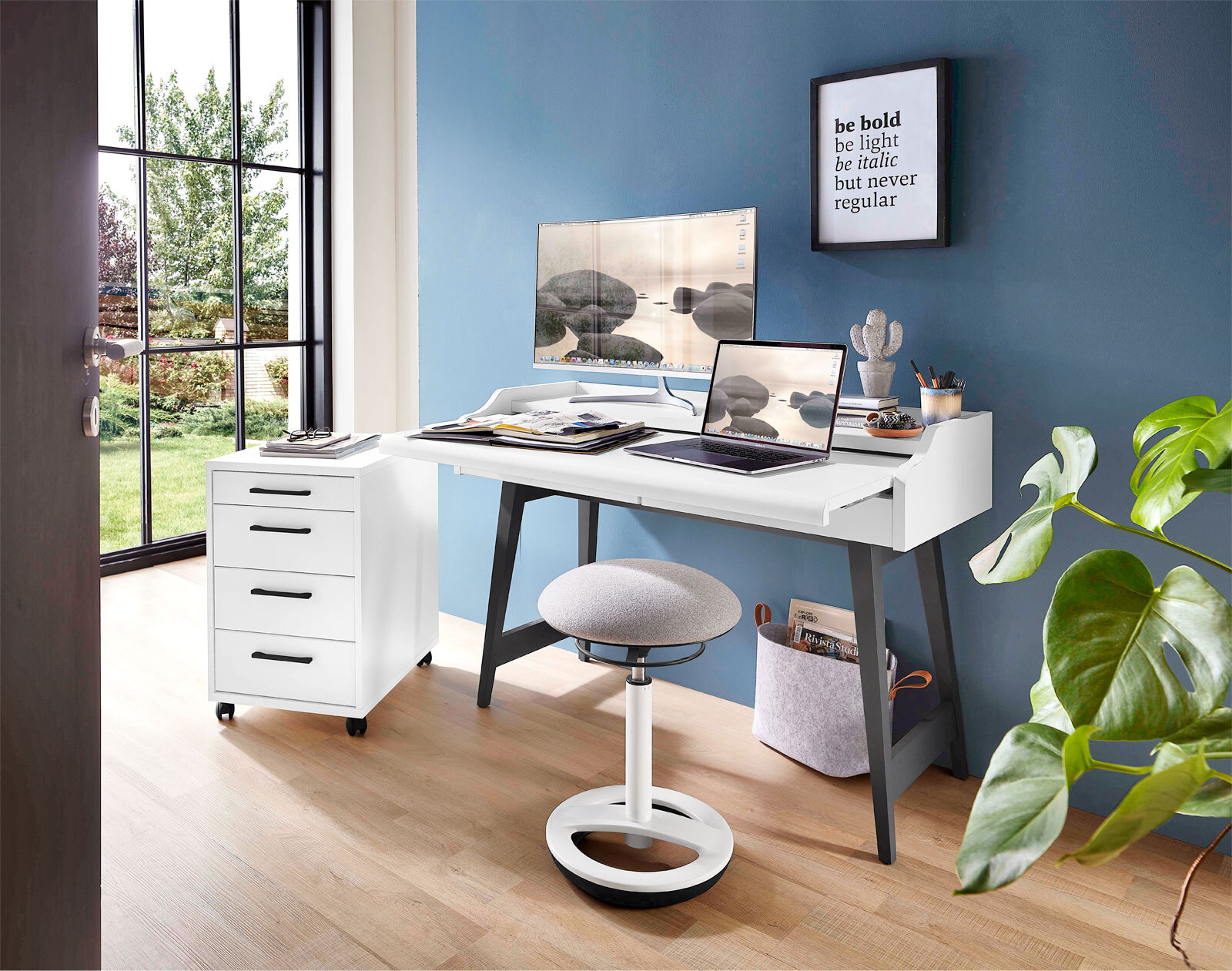 Schreibtisch Inno4Home 120x50 cm grau/weiß