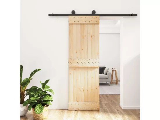 Porte coulissante et kit de quincaillerie 70x210 cm pin massif