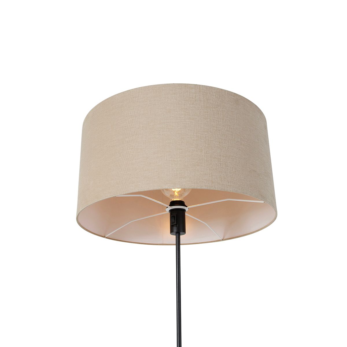 Vloerlamp zwart verstelbaar met kap lichtbruin 50 cm - Parte