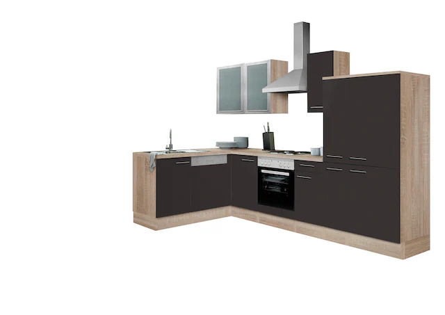 OPTIFIT Winkelküche »Kalmar« Stellbreite 300x175 cm, wahlweise mit E-Geräten, mit Arbeitsplatte