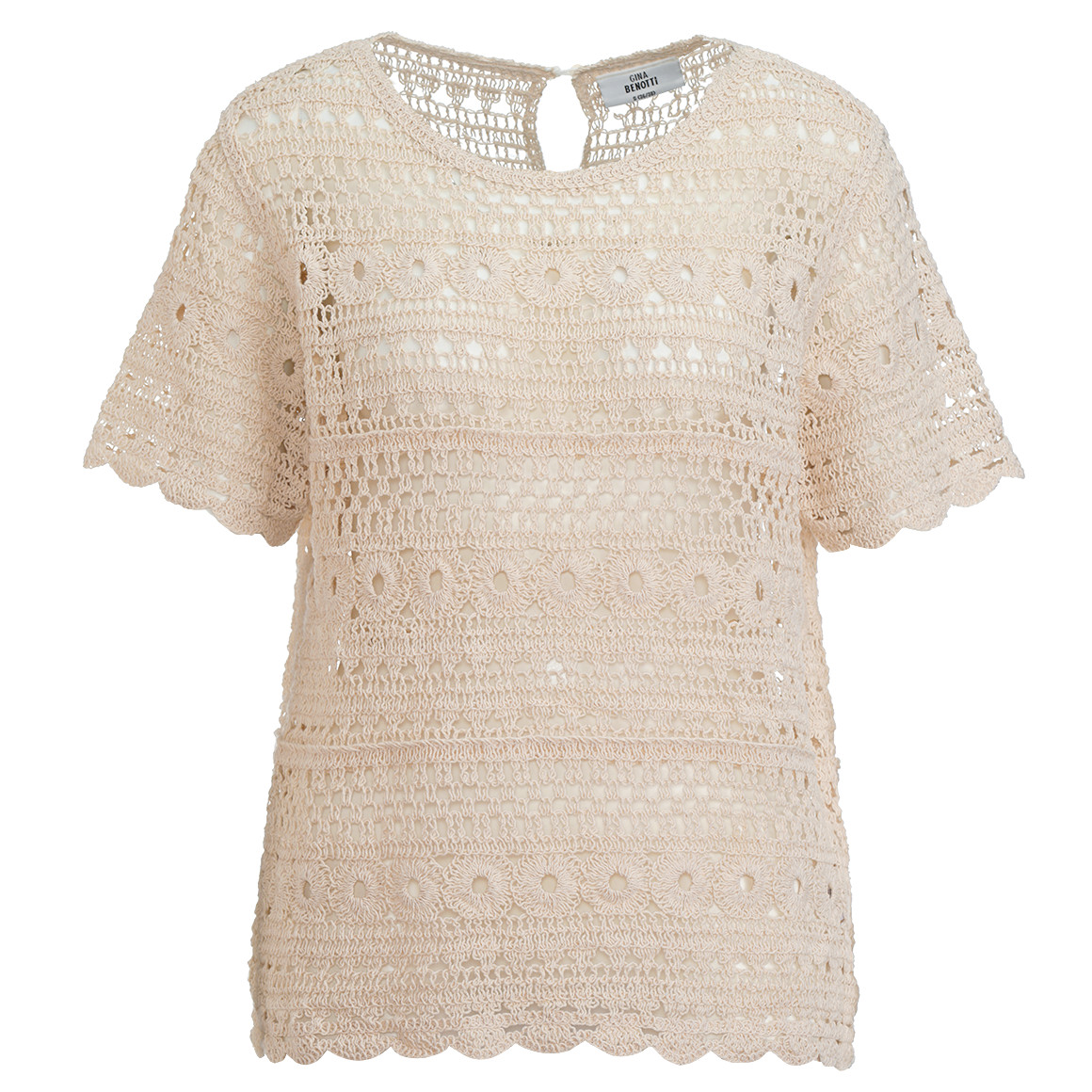Gina Benotti Damen Strickshirt mit Ajour-Muster beige