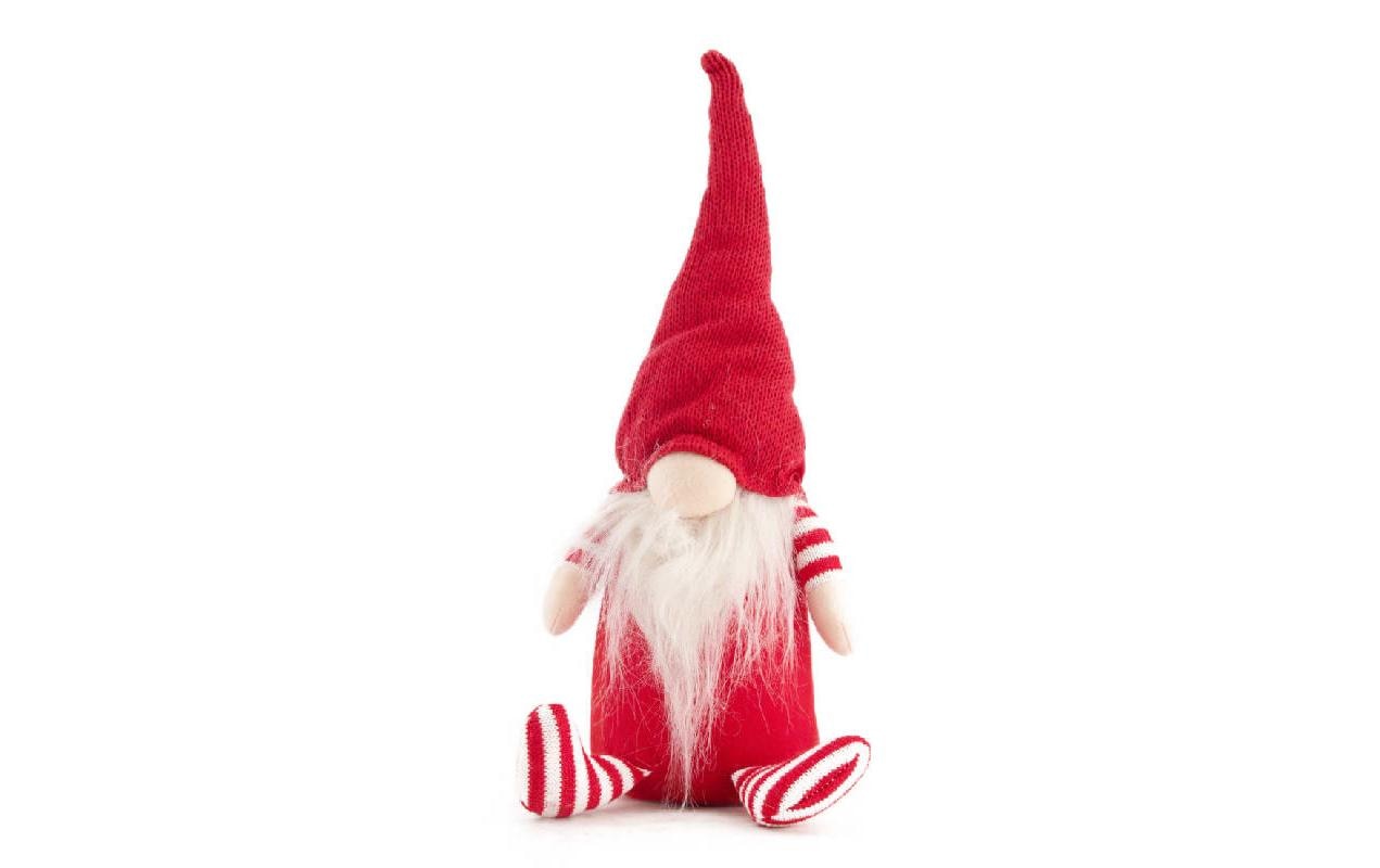 Weihnachtsfigur Gnom 9 cm, Textil, RotDekofigur