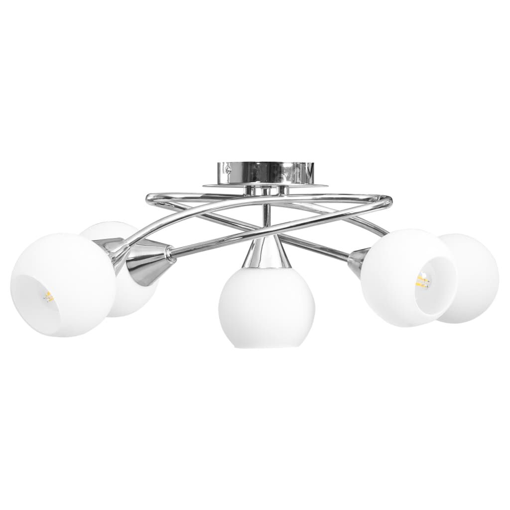 vidaXL Plafondlamp met keramische kappen voor 5 E14-lampen