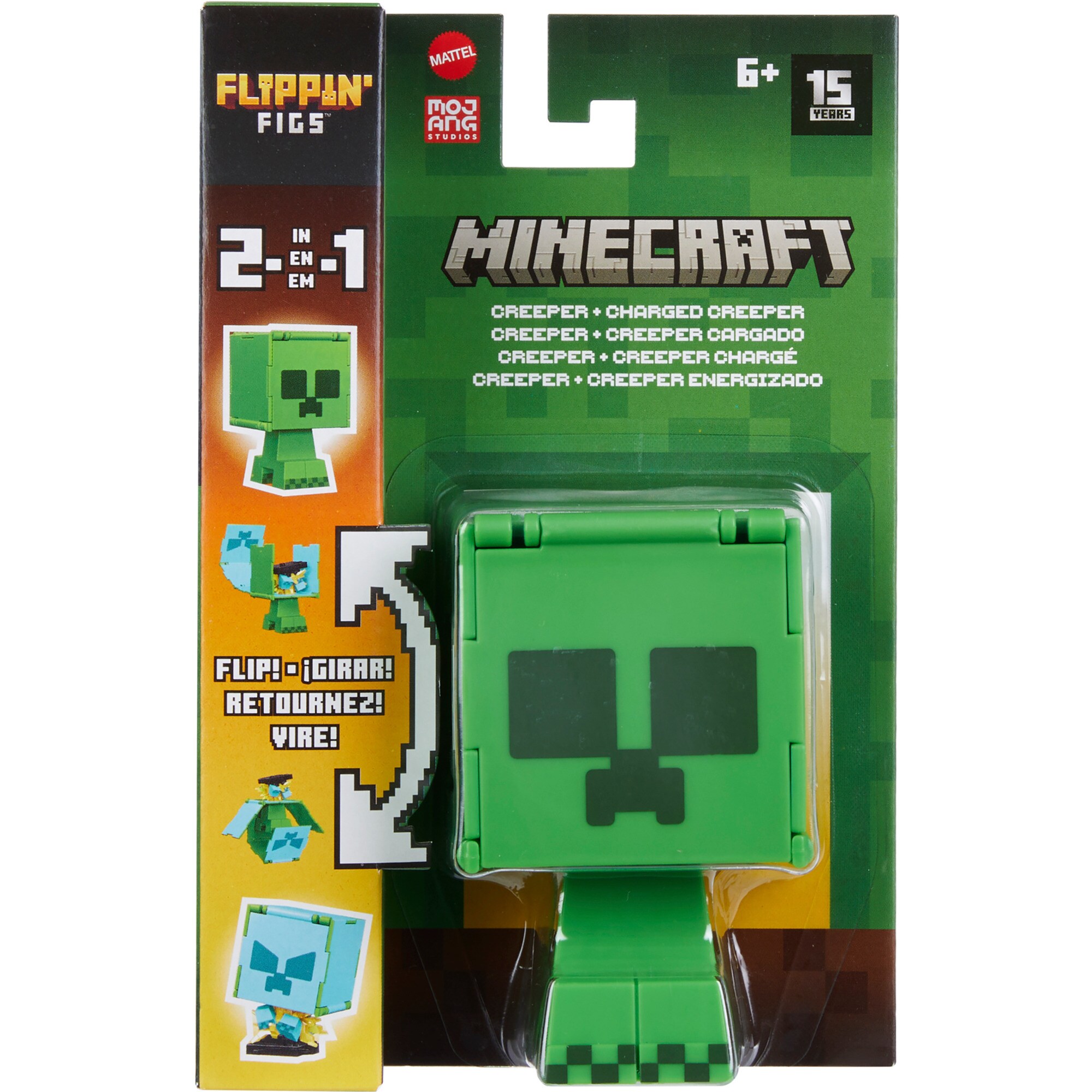 Mattel Spielfigur Minecraft Flippin' Figure Creeper + Charged Creeper