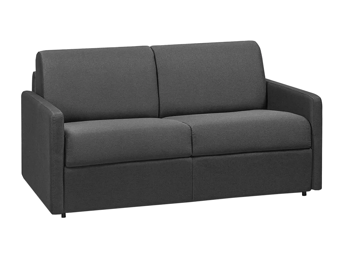 Canapé 2 places convertible express en tissu gris - Couchage 120 cm - Matelas 14 cm CALIFE