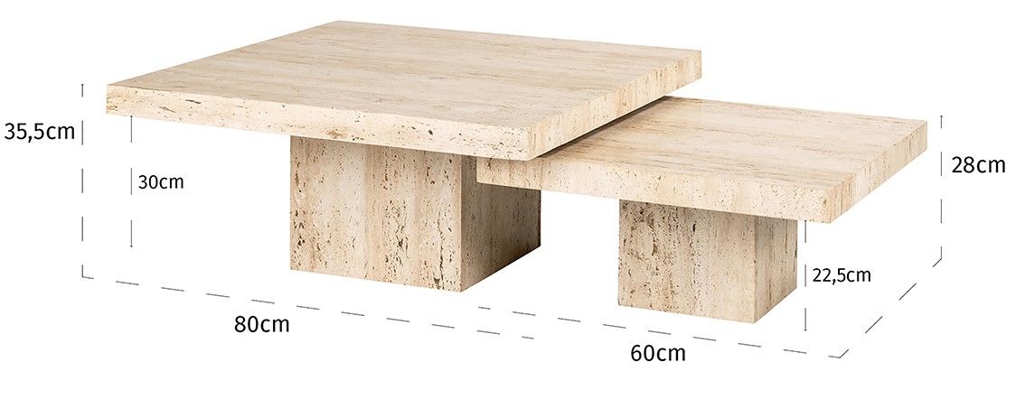 Salontafelset 211707 La Cantera B80 x D80 x H35.5 cm