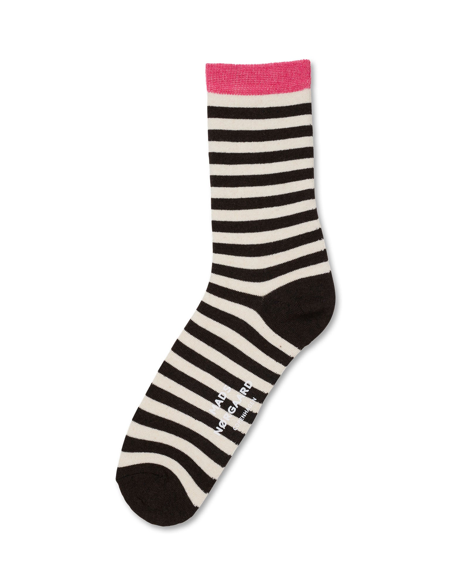 Mads Nørgaard  Ana Mix strømper, 2 par - Black Coffee Stripe/Blue Dot
