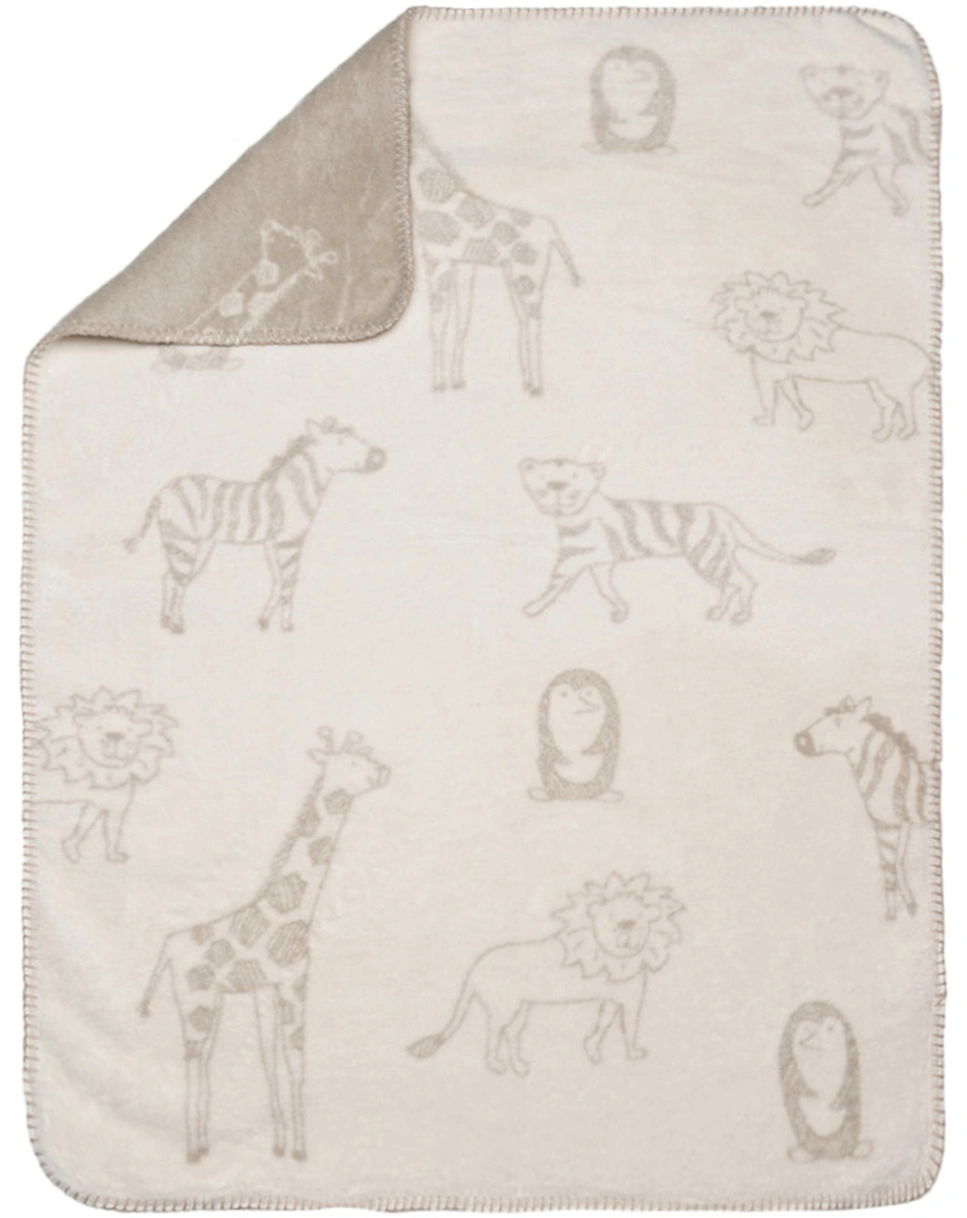 Babydecke PANDA - DSCHUNGELTIERE (75x100) in natur/beige