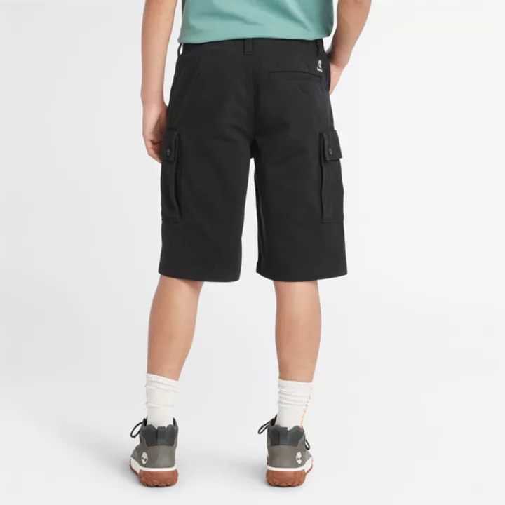 Short cargo en sergé pour homme en noir