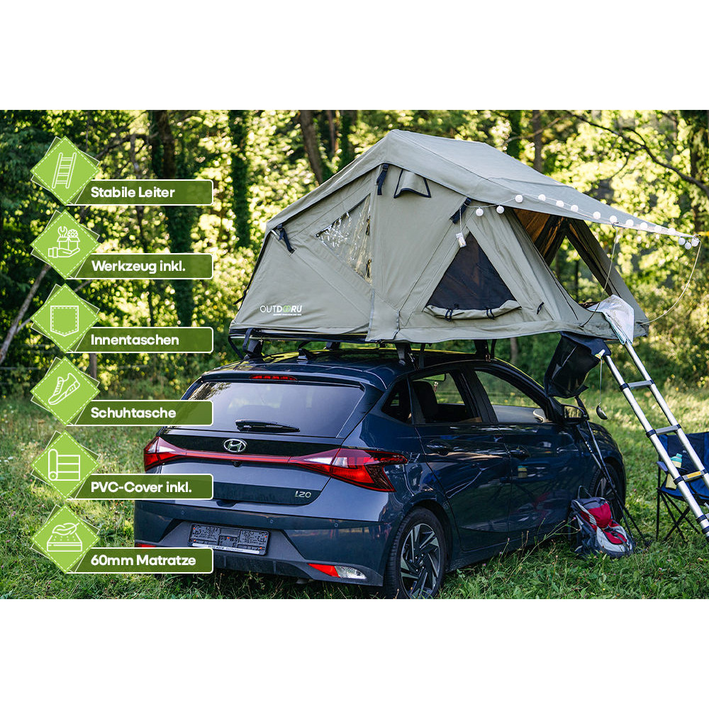 OutdoorU Compact 2 Pers daktent incl. dakraam - Green