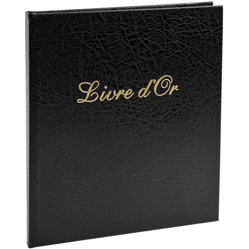 Livre d'or 140 pages tranche or 21 x 19 cm Balacron - noir