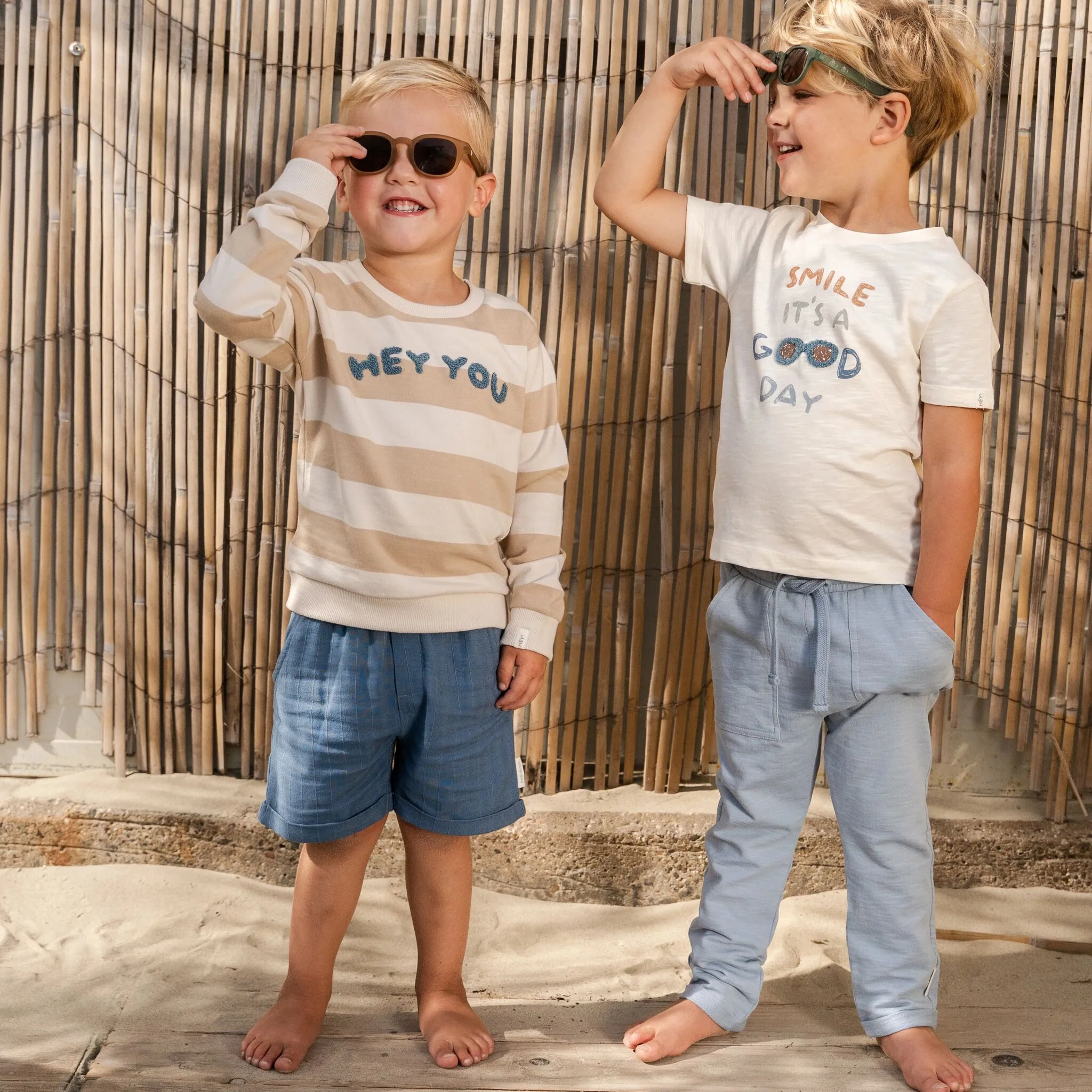 Zachte blauwe babybroek biologisch katoen – comfortabel & zomers