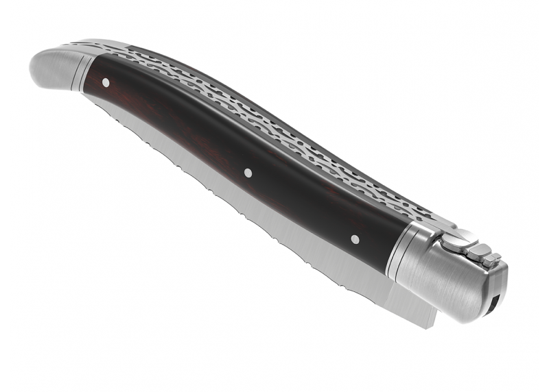 Couteau Laguiole prestige avec un manche en bois de fer et mitres en acier inoxydable
