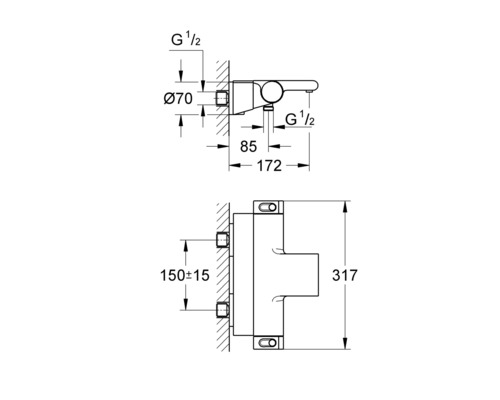 GROHE badkraan met thermostaat GROHTHERM 2000 chroom 34464001