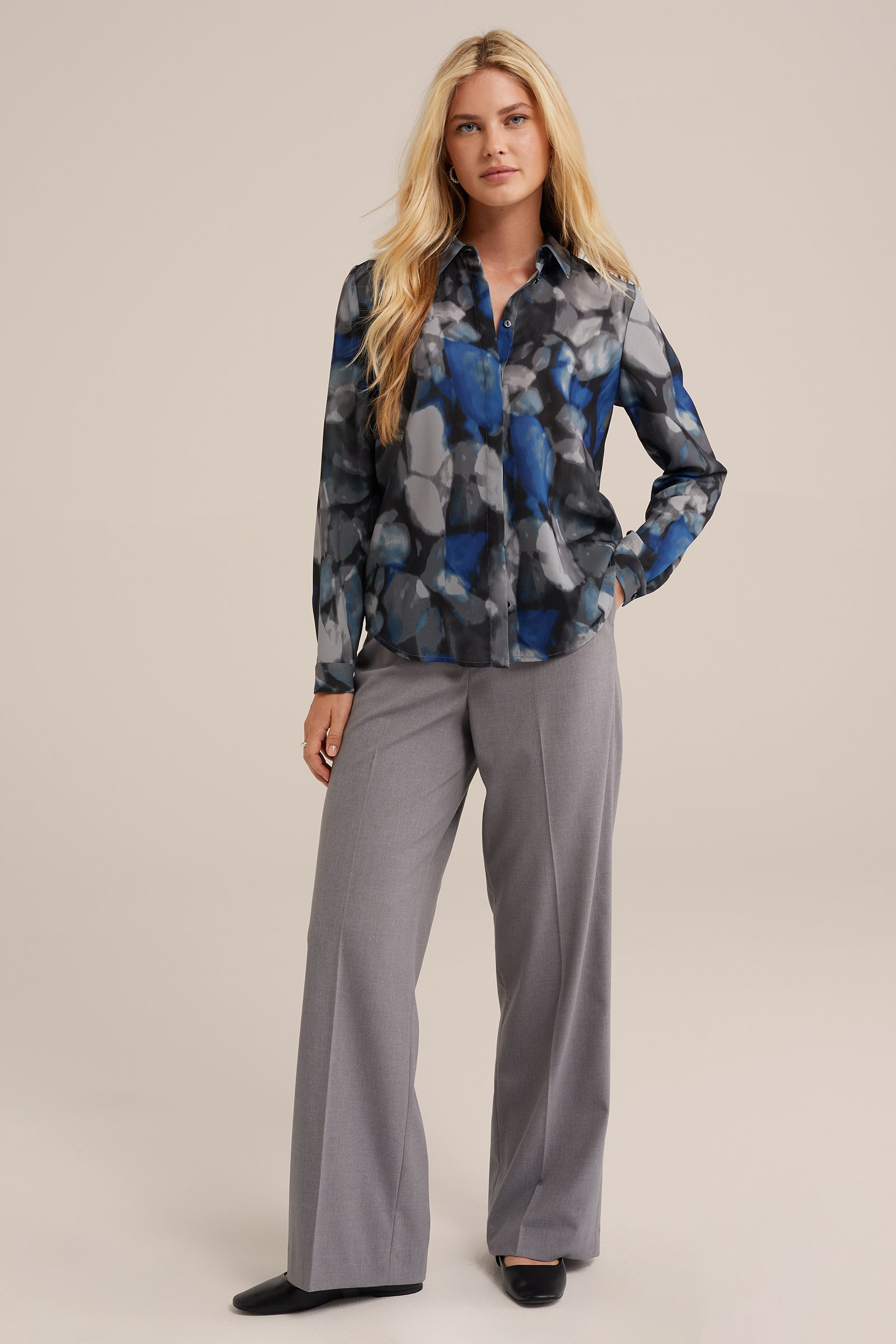 blouse met fijne structuur WE Fashion Grijs