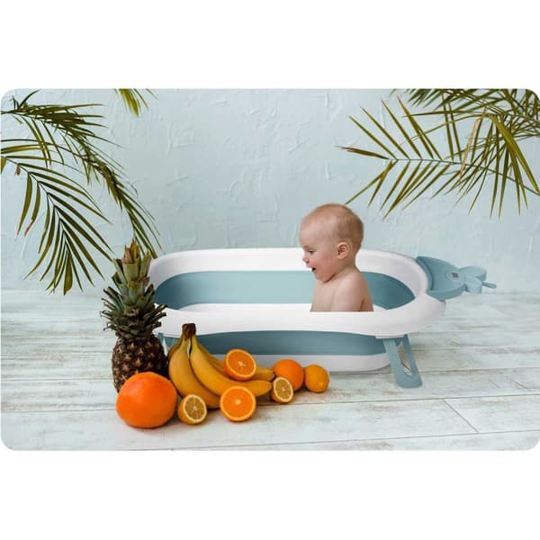 Babybadekar med termometer RK-282 Hvit/Blå