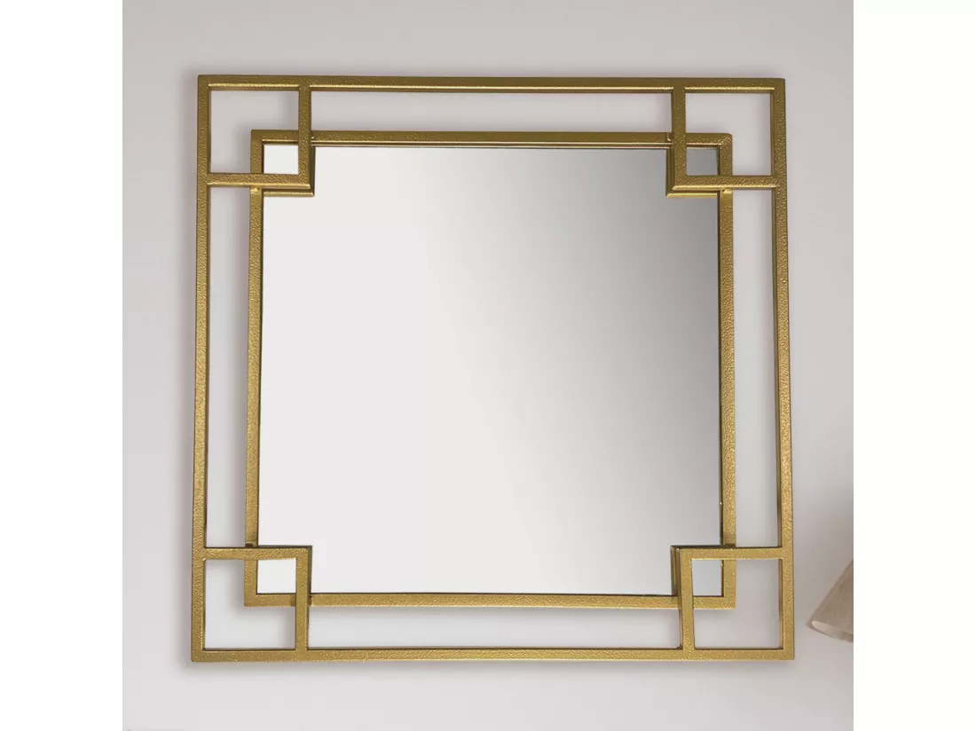 Miroir Murale Métal Carré Miroir Mur Couloir Grand Moderne Doré Cadre