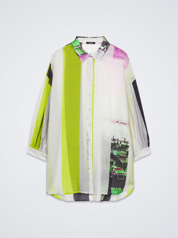 Camisa estampada em liocel - Multicolorida
