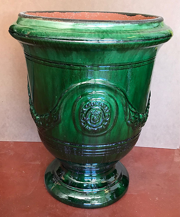Vase en terre cuite Anduze vert H.50 cm