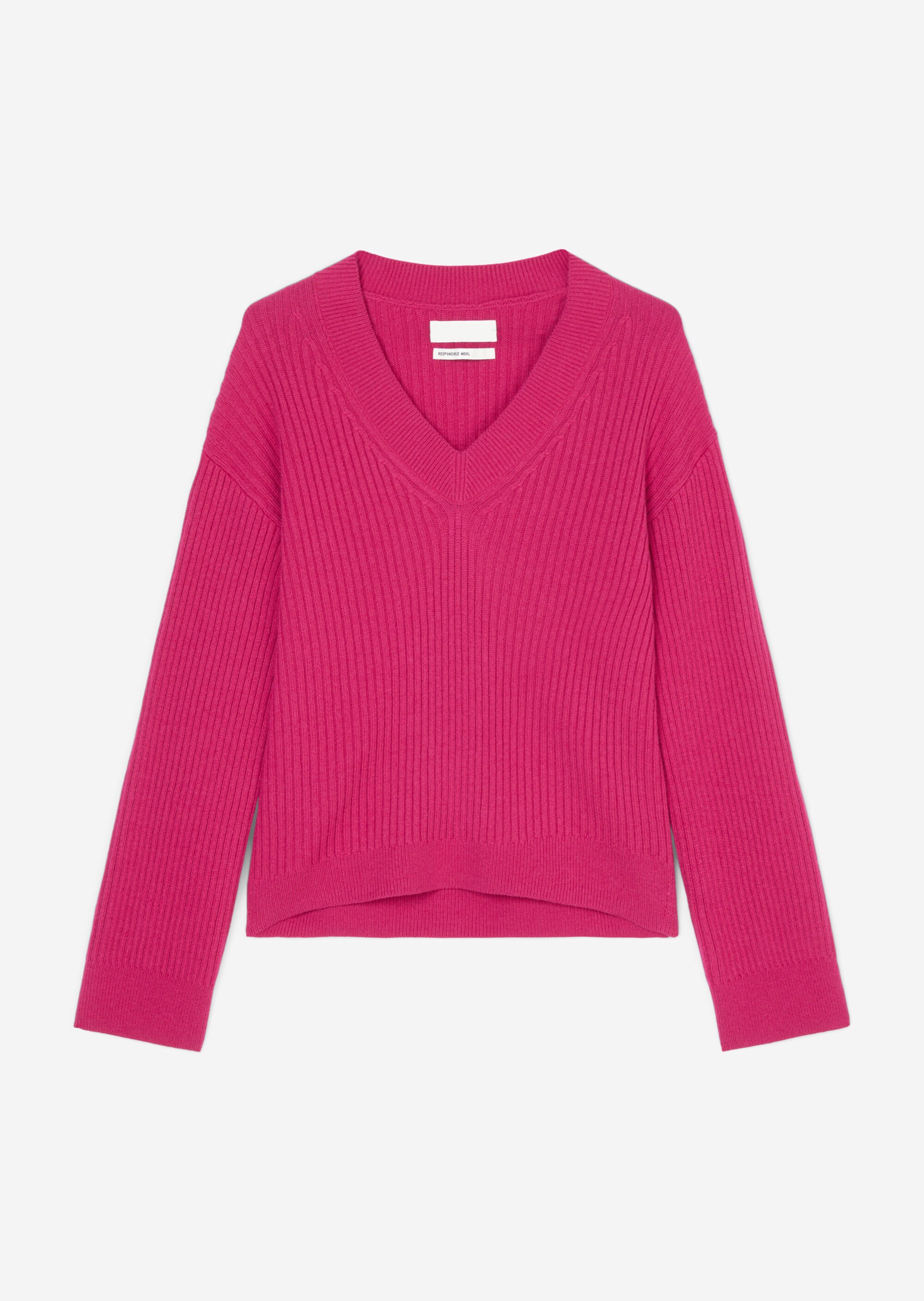 V-Neck-Strickpullover looseaus italienischem Schurwolle-Mix