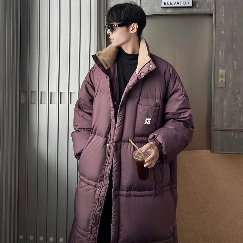 Freehop - Effen oversized pufferjas met opstaande kraag