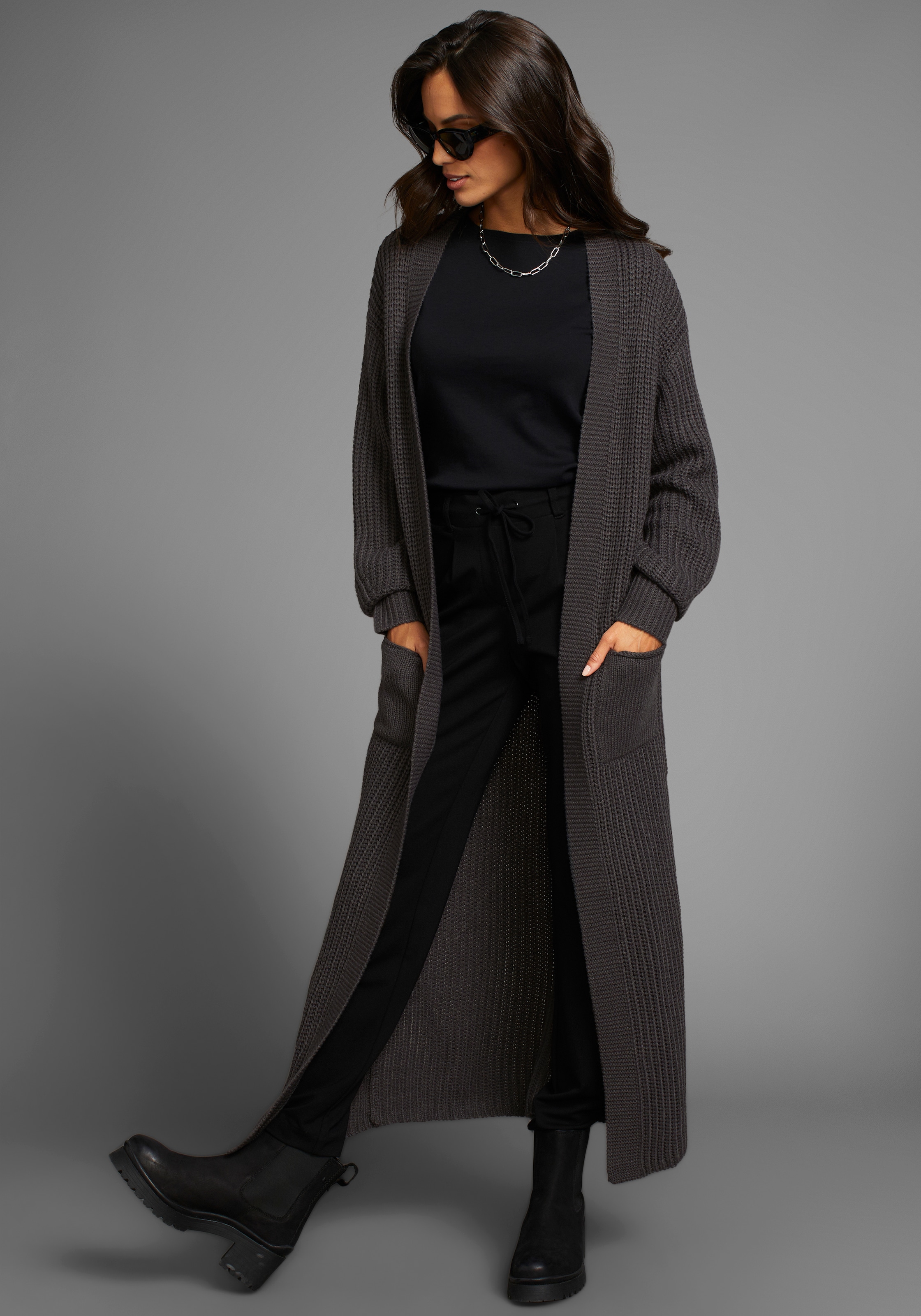 Laura Scott Longstrickjacke , aus kuscheligem Grobstrick