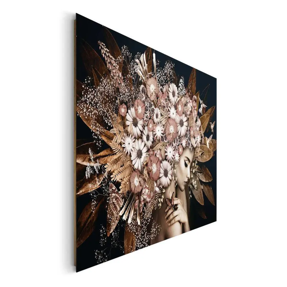 Schilderij Bloemenrijkdom - 100x140cm - Bruin
