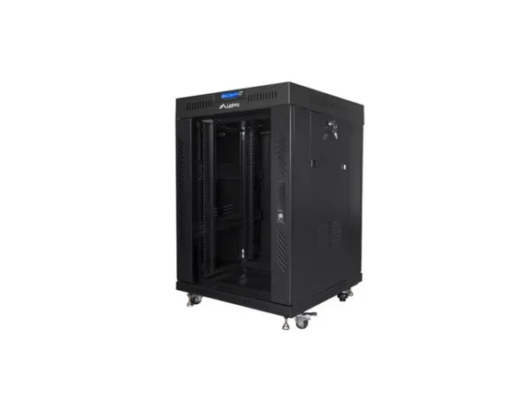 Lanberg - Rack kabinet - med display, 2 køleblæsere - sort, RAL 9004 - 15U - 19