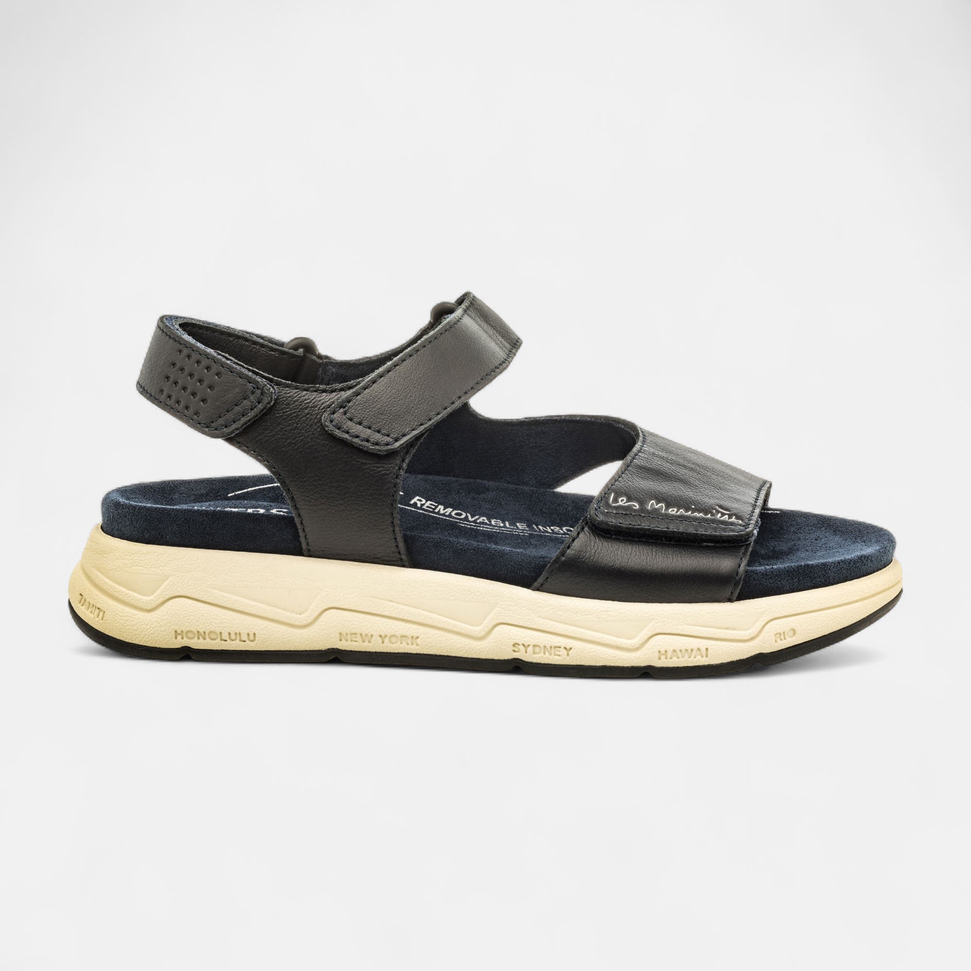 Sandales Femme en cuir bleu marine