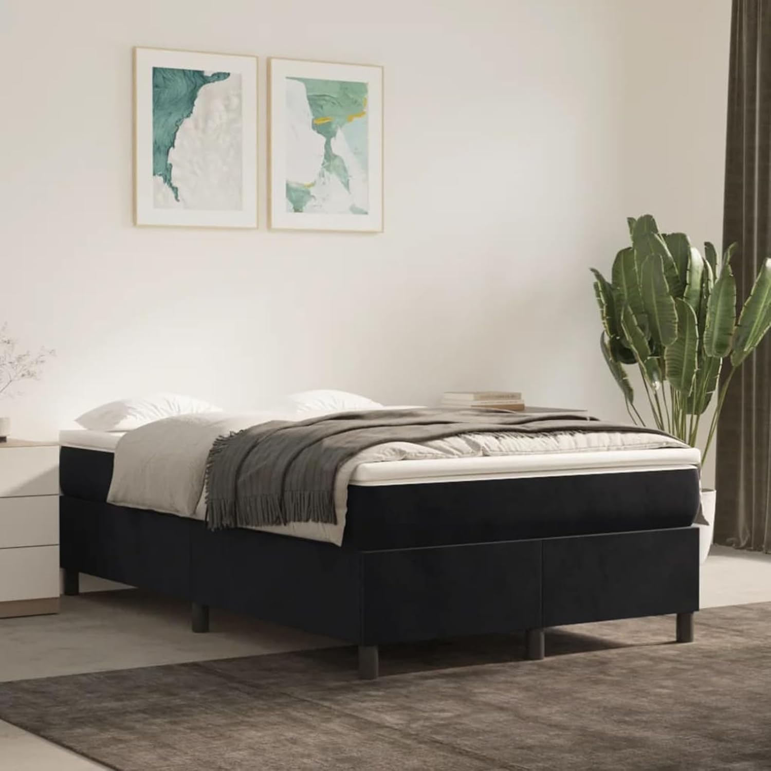 Festnight Bett ohne Kopfteil 120x200 cm Jugendbett Bettgestell Doppelbett Einzelbett Polsterbett Samt Gästebett Bettrahmen Schlafzimmer Bett Jugendzimmer