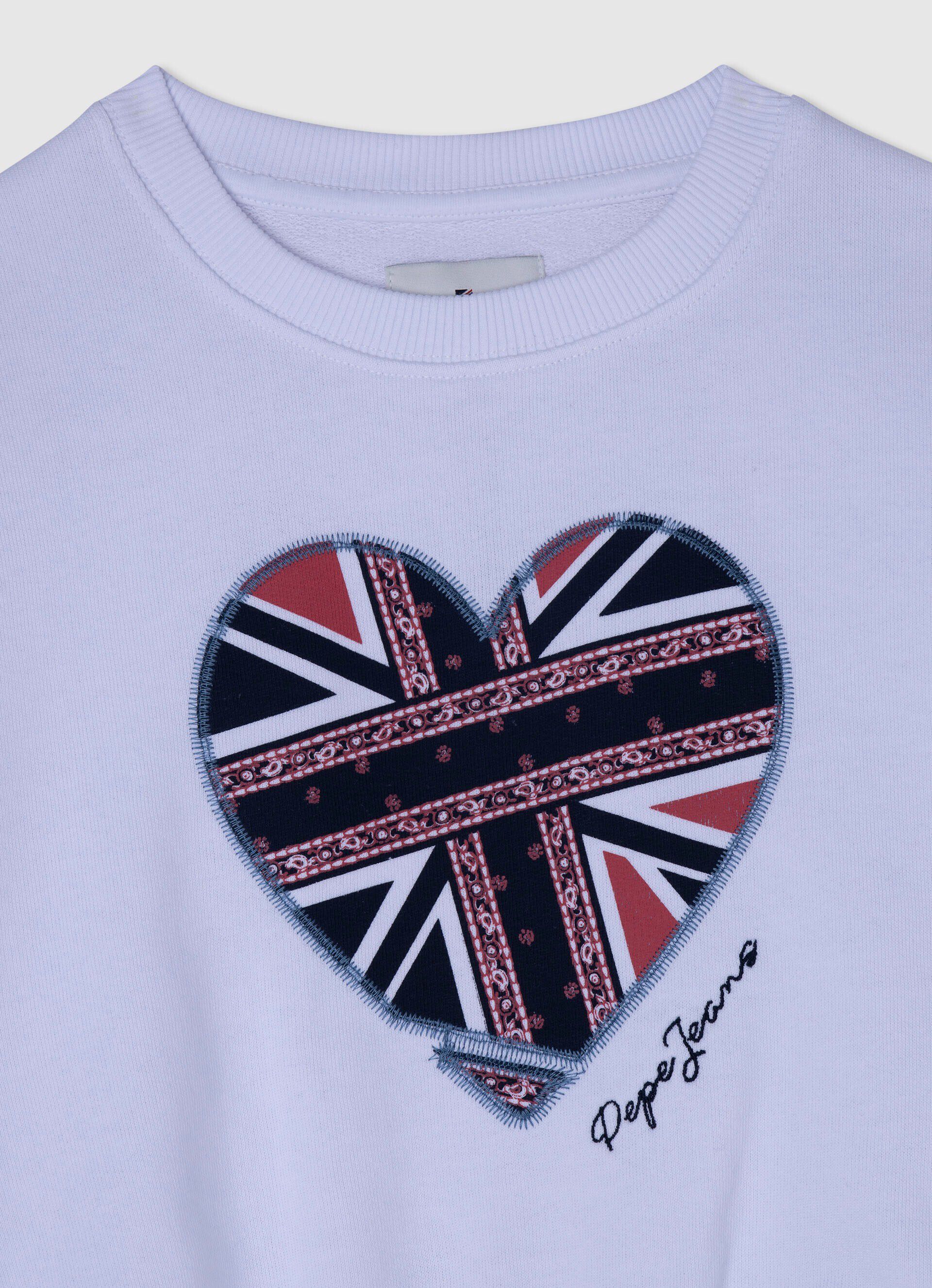 MOLETOM COM ESTAMPA DE CORAÇÃO - branco
