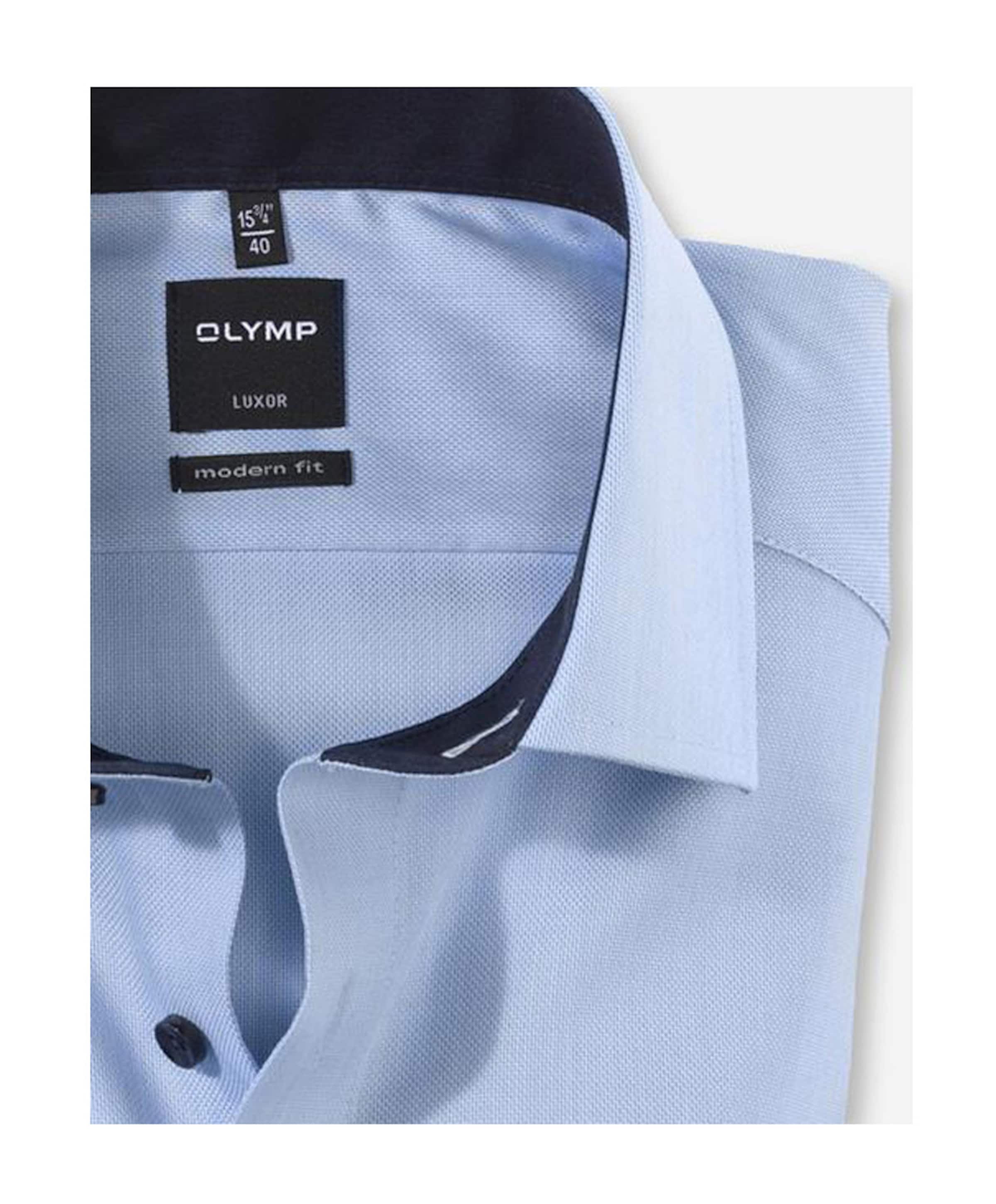 Olymp Modern fit Luxor Heren overhemd lange mouw blauw