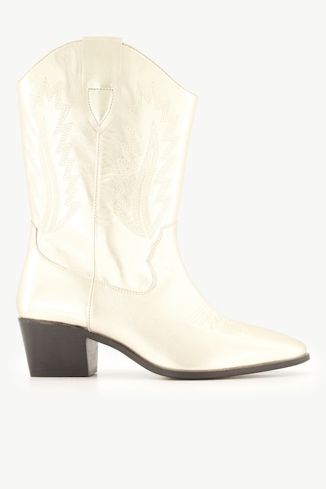 Leder-Cowboystiefel, XL-Schaft, Metallic-Optik, Weite H