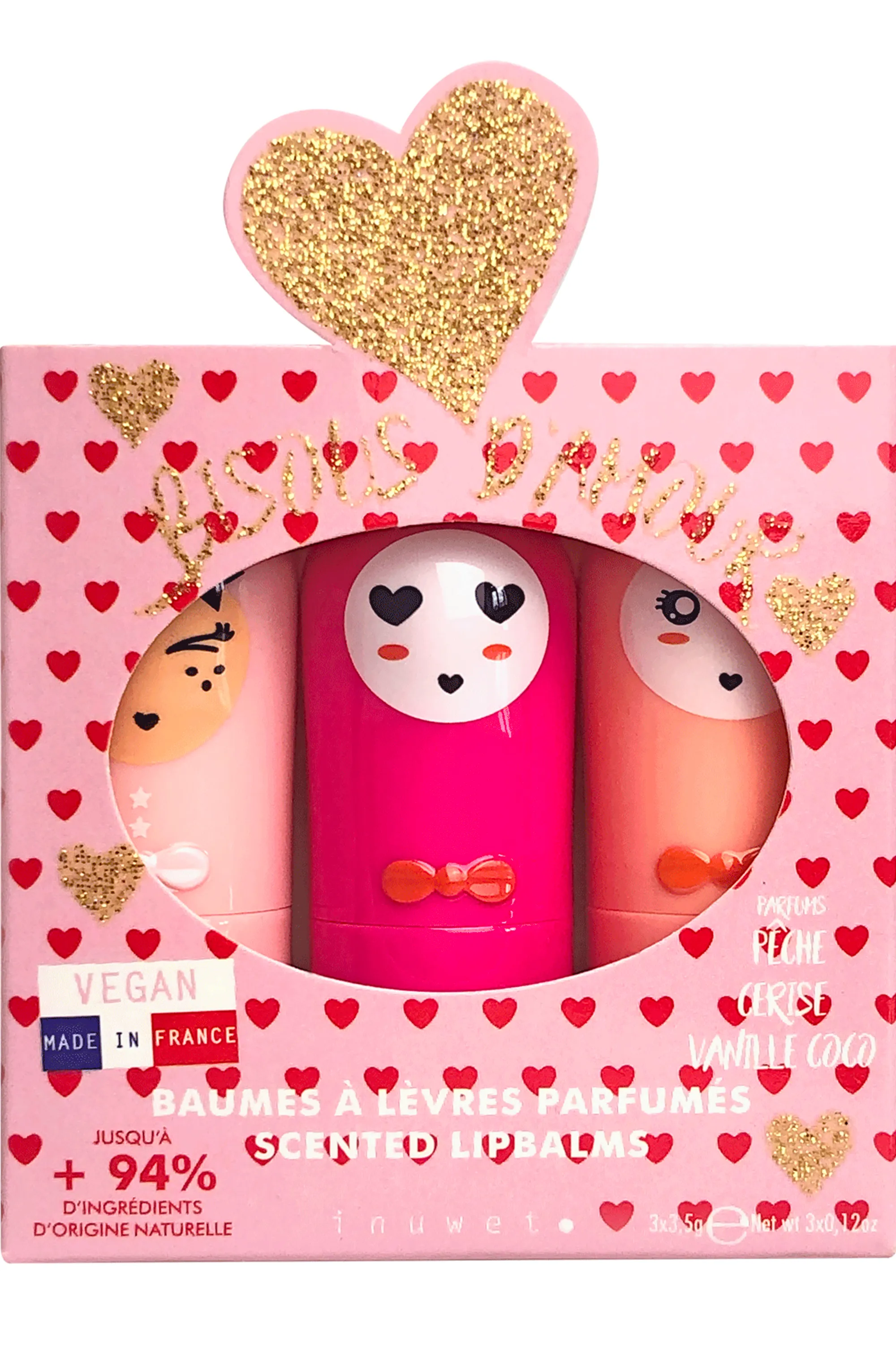 Inuwet (In Unicorn We Trust) Trio de baumes à lèvres Bisous-10.5 g