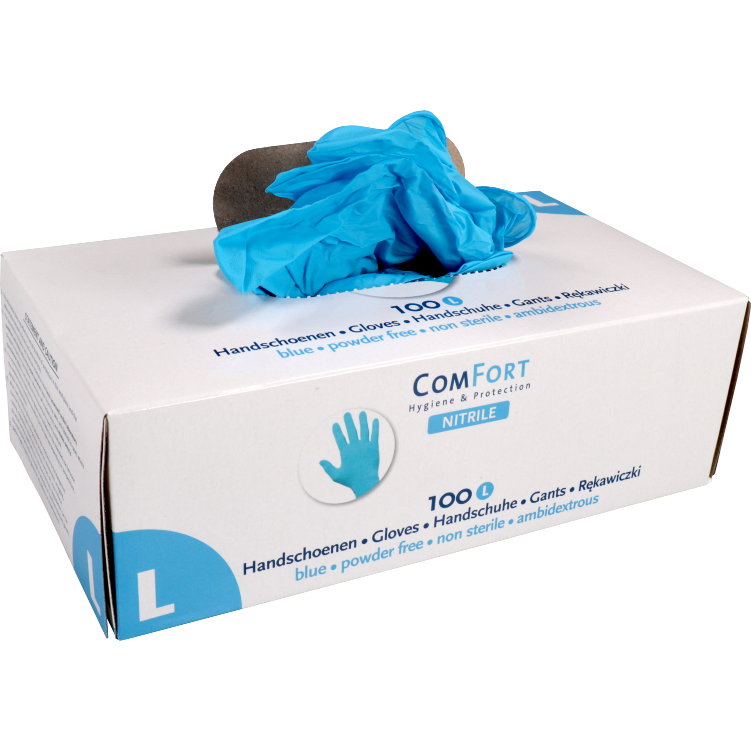 ComFort Handschoen, Nitril, ongepoederd, L, 4gr, blauw