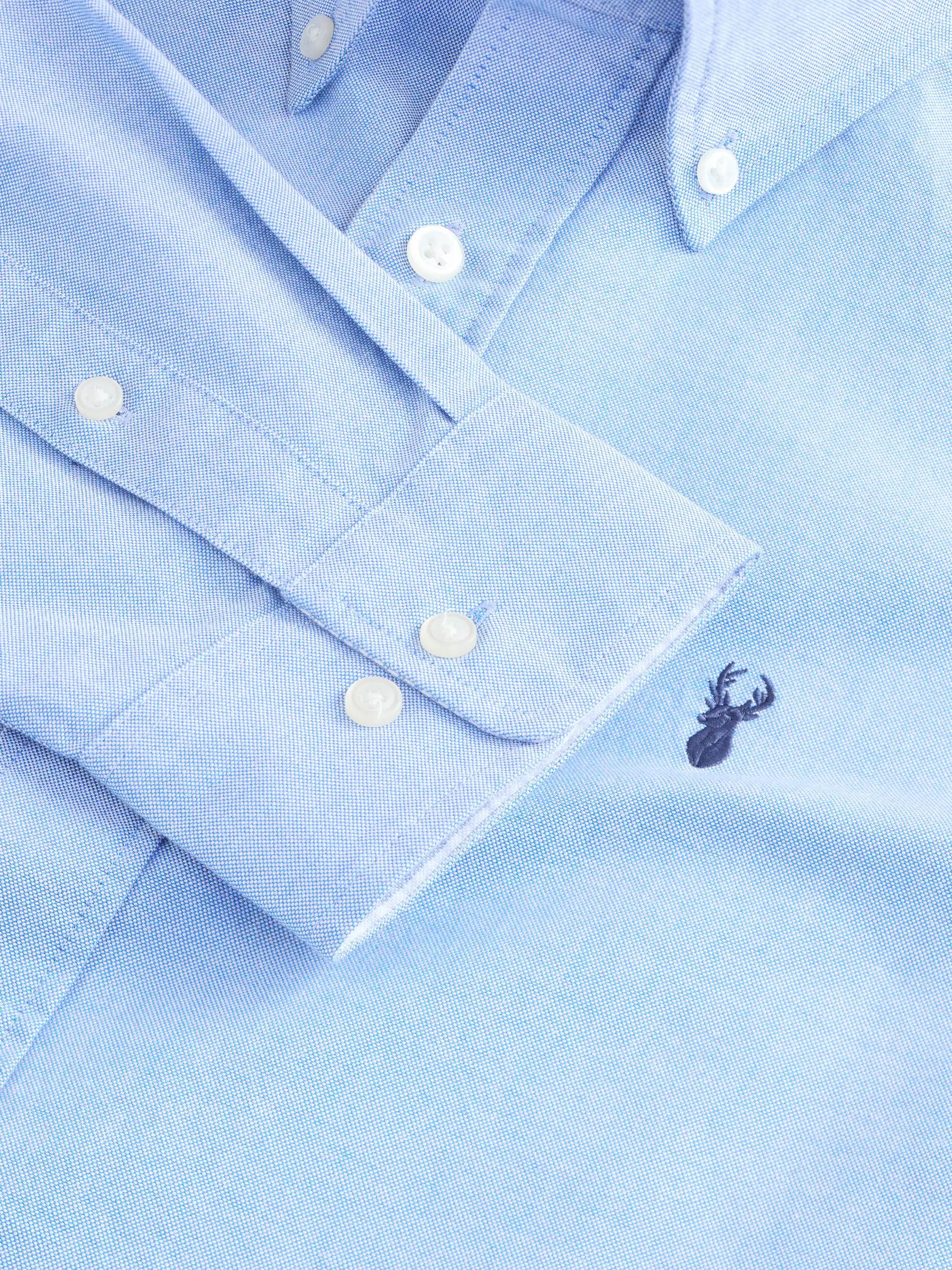 Lichtblauw - Slim Fit - Oxford-hemd met lange mouwen
