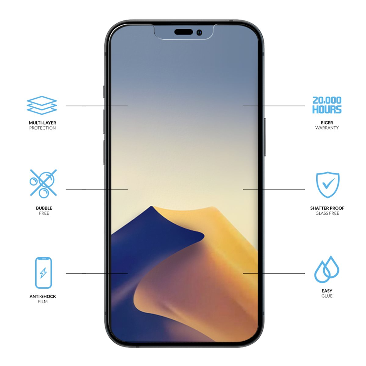 (2er Set) iPhone 14 Pro Mountain H.I.T High Impact Triflex Panzerglas 2.5D Displayschutz Case Friendly (EGSP00856)