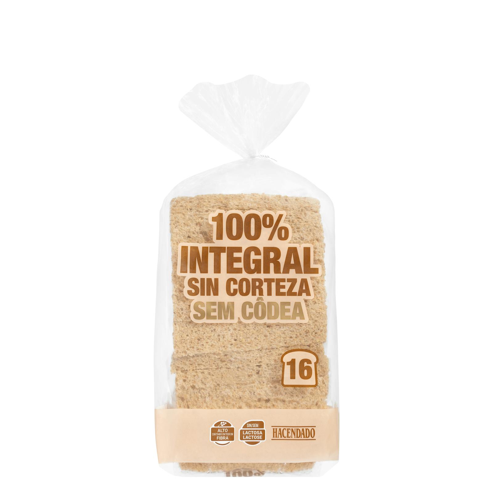 Pain de mie sans croûte 100 % blé entier Hacendado