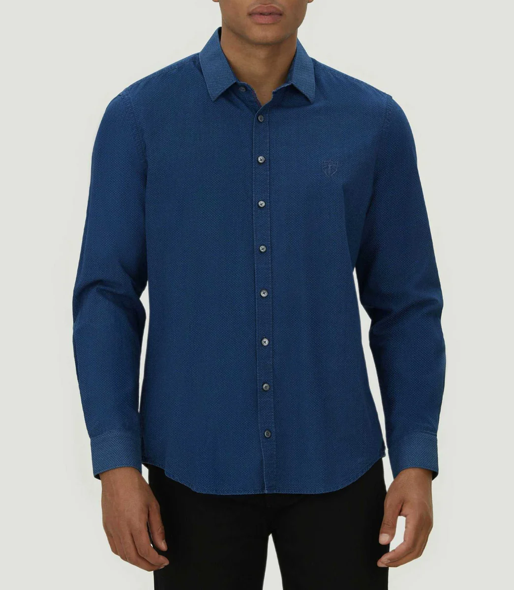 Chemise casual marine délavé 